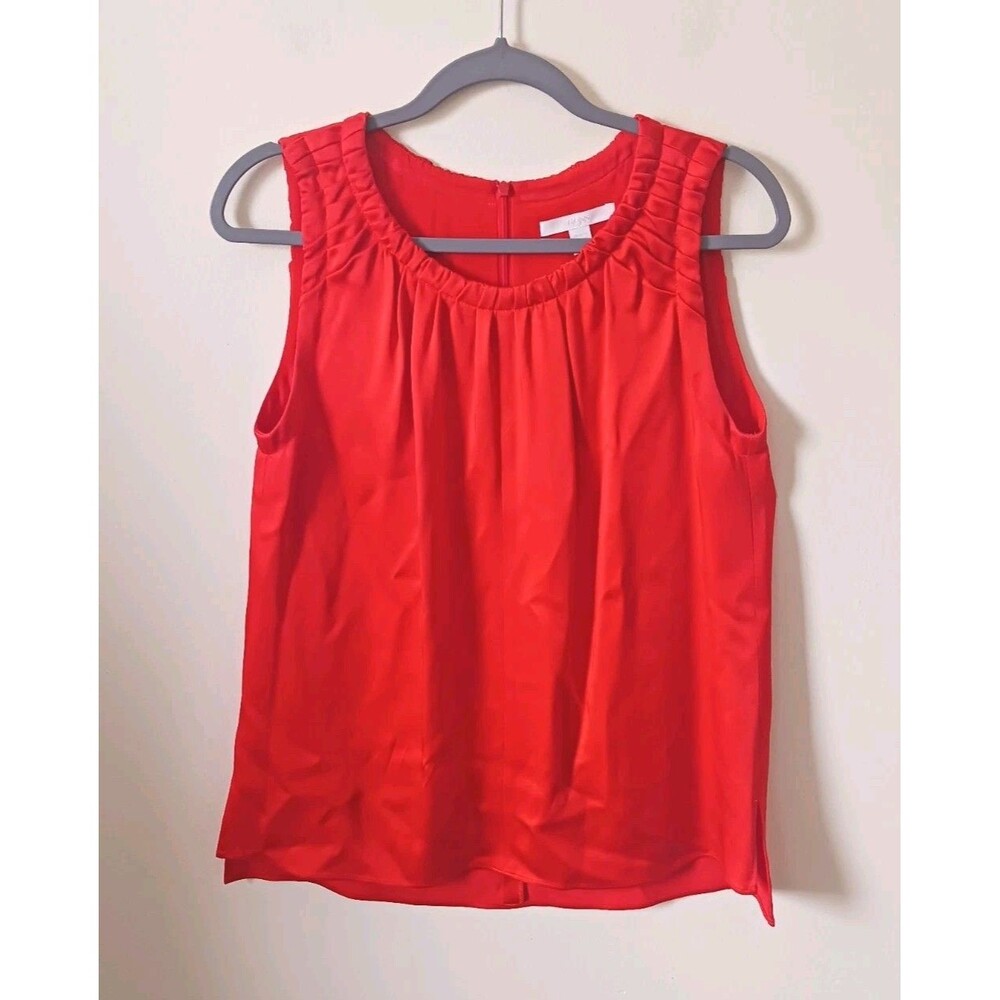 Boss Hugo Boss Satin Blouse Women Size 8 Red Sleeveless Career Top Lightweight